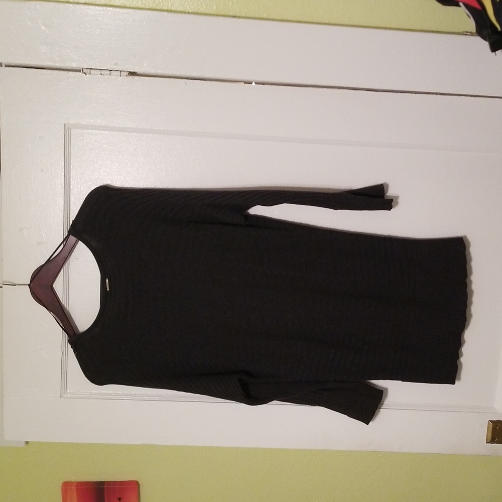 Elegant BLACK RIVET Knitted Dark Grey Dress Long Sleeves w Sequins Women Size S - Picture 6 of 16